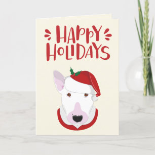 Tarjeta Festiva Felices Fiestas - Cute Santa Bull Terrier