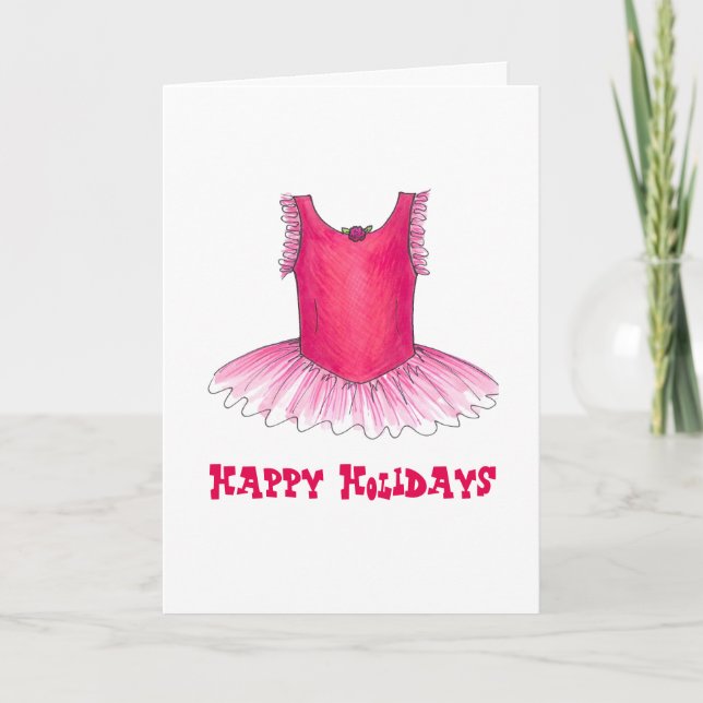 Tarjeta Festiva Felices Fiestas Dance Teacher Ballet Ballerina Tut (Anverso)