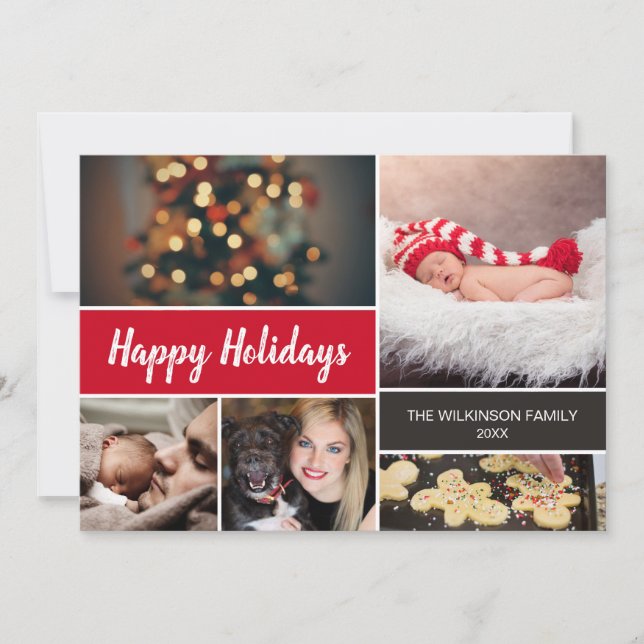 Tarjeta Festiva Felices Fiestas de 2022 Navidades de Collage de la (Anverso)