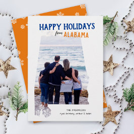 Tarjeta Festiva Felices Fiestas de Alabama One Photo