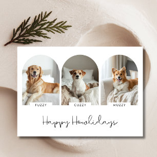 Tarjeta Festiva Felices Fiestas De Alojamiento Con 3 Navidades De
