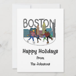 Tarjeta Festiva Felices fiestas de Boston