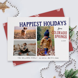 Tarjeta Festiva Felices Fiestas de Colorado Three Photo