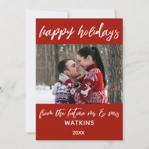 Tarjeta Festiva Felices Fiestas de Futuro Sr y Sra Foto en Color
