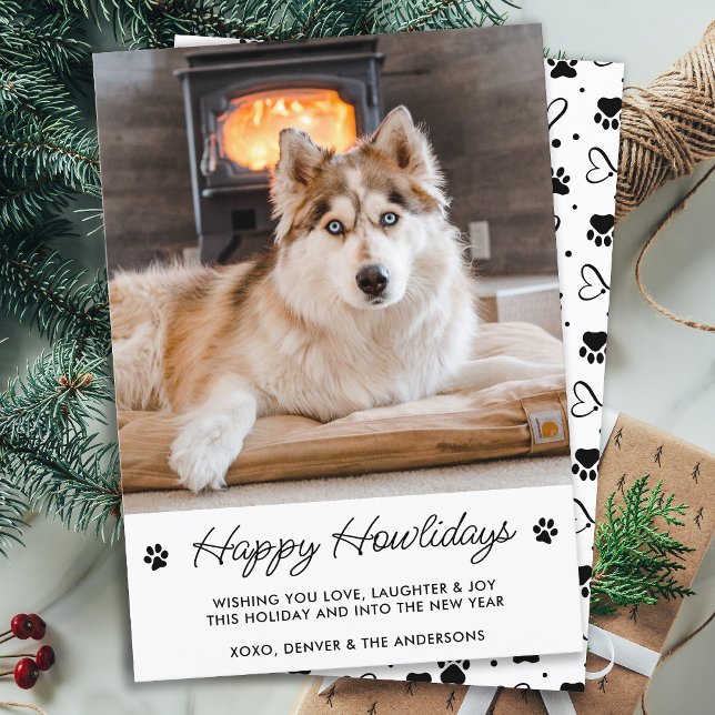 Tarjeta Festiva Felices Fiestas De La Foto Del Mascota Perro Cute (Subido por el creador)