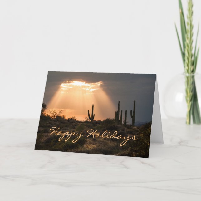 Tarjeta Festiva Felices fiestas de luz en el desierto (Anverso)