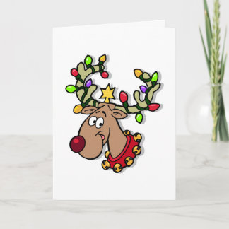 Tarjeta Festiva Felices fiestas de Navidades de renos