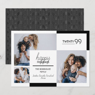 Tarjeta Festiva Felices Fiestas de Negro Tres Fotos