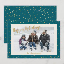 Tarjeta Festiva Felices Fiestas de Oro Stars Frontera Foto