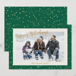 Tarjeta Festiva Felices Fiestas de Oro Stars Frontera Foto