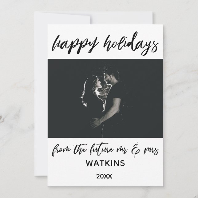 Tarjeta Festiva Felices Fiestas de parte de los futuros señores Fo (Anverso)