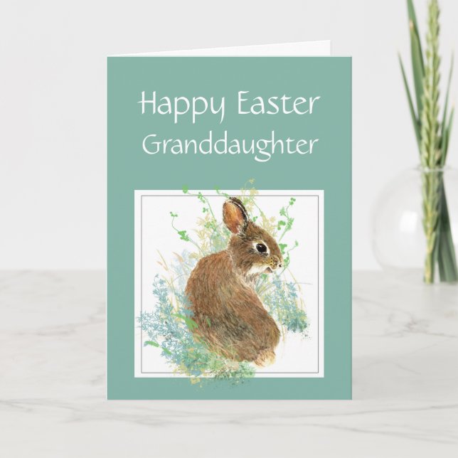 Tarjeta Festiva Felices fiestas de pascua conejito y gran nieta (Anverso)