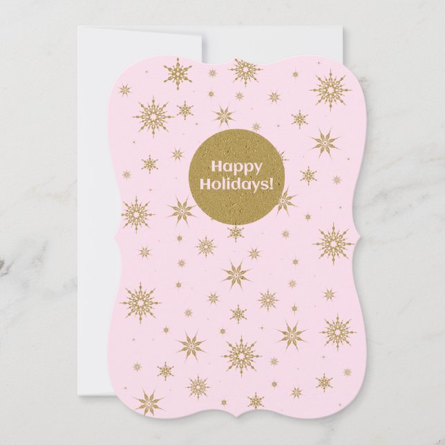 Tarjeta Festiva Felices fiestas de Relieve metalizado dorado y ros (Anverso)