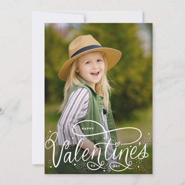 Tarjeta Festiva Felices fiestas de San Valentín con letras de mano (Anverso)