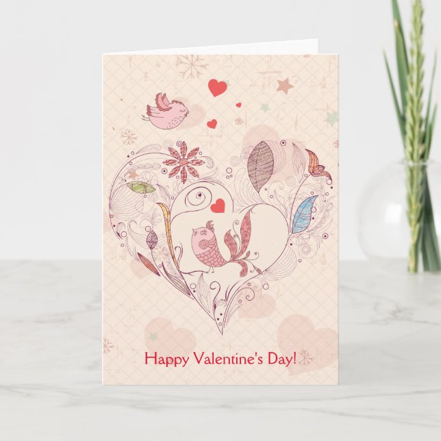 Tarjeta Festiva Felices fiestas de San Valentín Flores singulares  (Anverso)