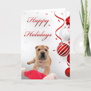 Tarjeta Festiva Felices Fiestas de Sharpei