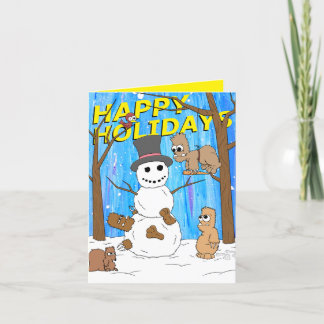 Tarjeta Festiva Felices fiestas de Snowman Yeti Fun