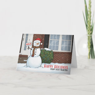 Tarjeta Festiva Felices Fiestas de su Agente Inmobiliario Divertid