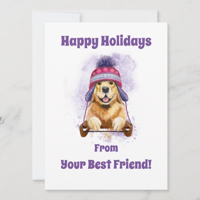 Tarjeta Festiva Felices Fiestas de tu Mejor Amigo, Golden (Anverso)