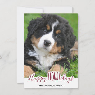 Tarjeta Festiva Felices fiestas del perro - foto del Mascota rojo