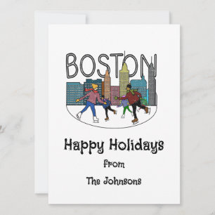 Tarjeta Festiva Felices Fiestas desde Boston