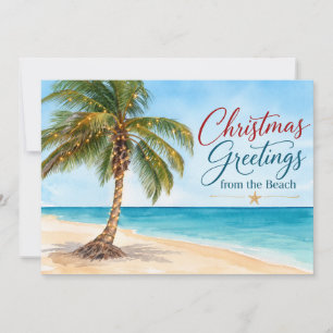 Tarjeta Festiva Felices Fiestas desde la Palma Tropical de la Play