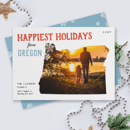 Tarjeta Festiva Felices Fiestas desde Oregon Photo Card