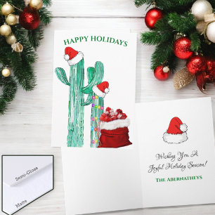 Tarjeta Festiva Felices Fiestas Divertidas Cactus Personalizado de