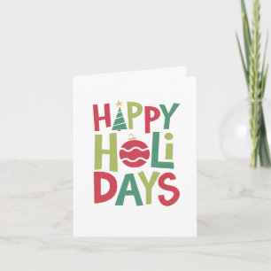 Tarjeta Festiva Felices fiestas divertidas letras a mano coloridas