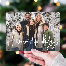 Tarjeta Festiva Felices fiestas divertido guión foto verde