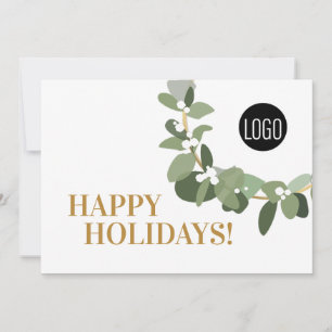Tarjeta Festiva Felices Fiestas Dorado Hué moderno Wreath su logot
