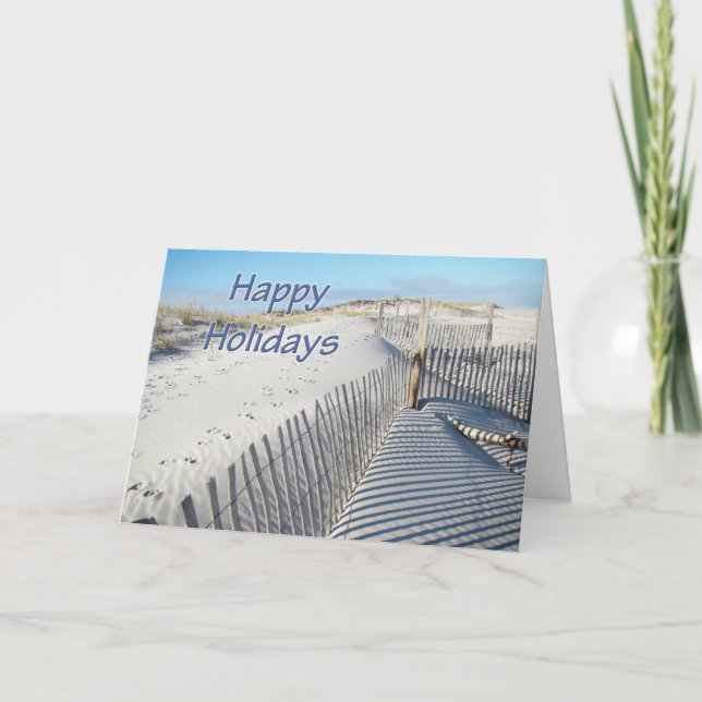 Tarjeta Festiva Felices Fiestas Dunas de Arena y Vallas (Anverso)