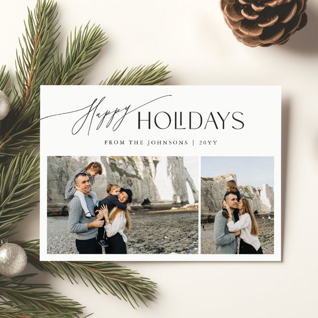 Tarjeta Festiva Felices fiestas | Elegante guión 3 Navidades de fo (Subido por el creador)