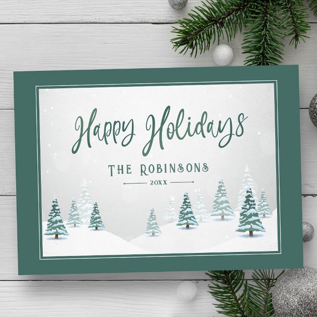 Tarjeta Festiva Felices Fiestas Elegante País Escenario De Arte In (Available in high quality print or digital download for quick text messaging, email or self print.)