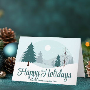 Tarjeta Festiva Felices Fiestas Empresa de hermoso paisaje inverna