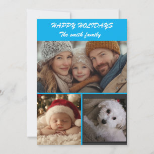 Tarjeta Festiva Felices fiestas en azul personalizado familia