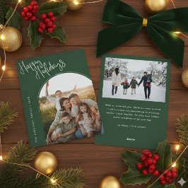 Tarjeta Festiva Felices Fiestas en letra moderna | Agregar 2 fotos