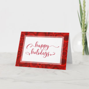 Tarjeta Festiva Felices Fiestas Escritura Roja con Círculos y Raya