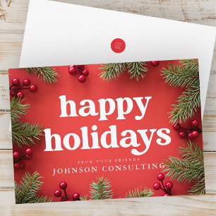 Tarjeta Festiva Felices fiestas estrellas modernas y tonos dorados