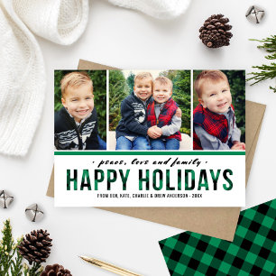 Tarjeta Festiva Felices Fiestas Familia Cuadro de Buffalo Verde