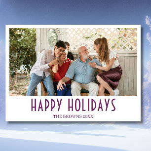 Tarjeta Festiva Felices Fiestas Familia Foto Simple Vino de Mora