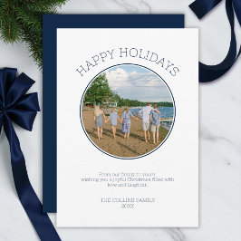 Tarjeta Festiva Felices Fiestas Familiares Foto Navidades Blue mod