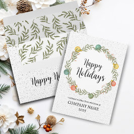 Tarjeta Festiva Felices Fiestas Festividades Wreath Corporate