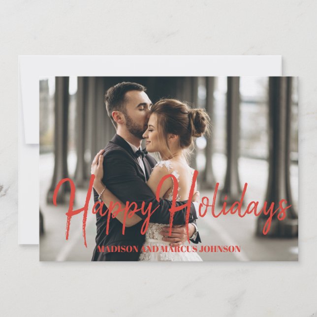 Tarjeta Festiva Felices fiestas | Foto de festividades de recién c (Anverso)
