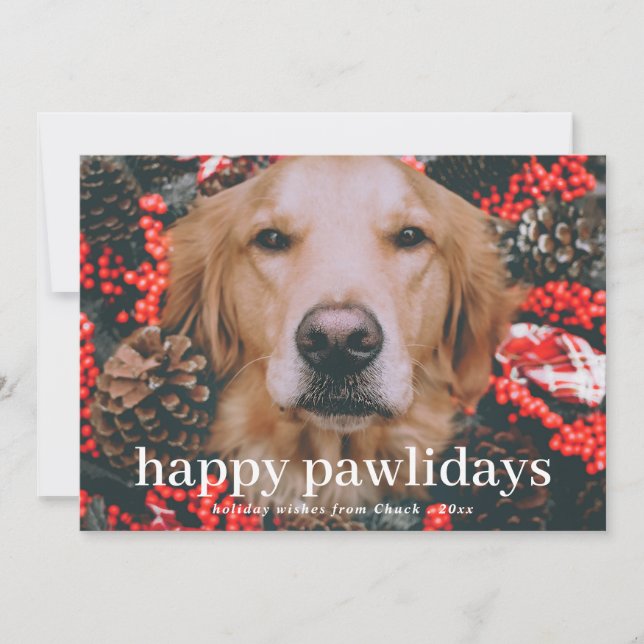 Tarjeta Festiva Felices fiestas| Foto de perro Mascota Navidades m (Anverso)