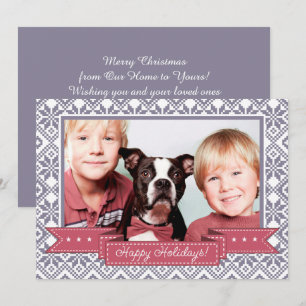 Tarjeta Festiva Felices Fiestas. Foto del patrón nórdico de copos 