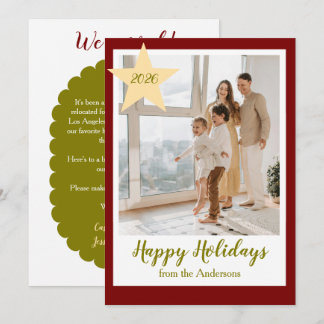 Tarjeta Festiva Felices Fiestas Foto Familiar con Año