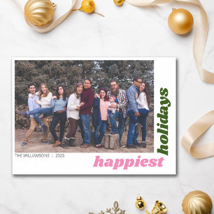 Tarjeta Festiva Felices Fiestas Foto Familiar Navideña Colorida