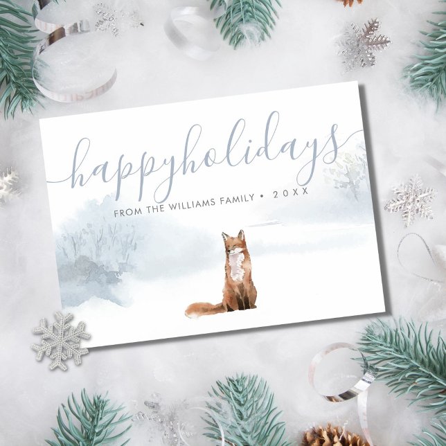 Tarjeta Festiva Felices Fiestas Foto Invierno Woodland Scene Fox (Subido por el creador)