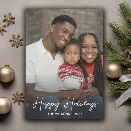 Tarjeta Festiva Felices Fiestas Foto Minimalista de Familia
